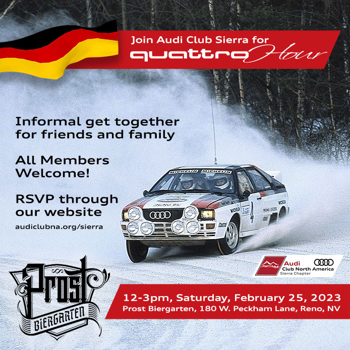 Join Audi Club Sierra for quattro Hour at Prost in Reno