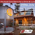 Join the Audi Club Sierra for a Drive and Lunch to 5050 Brewing Co, Truckee, CA